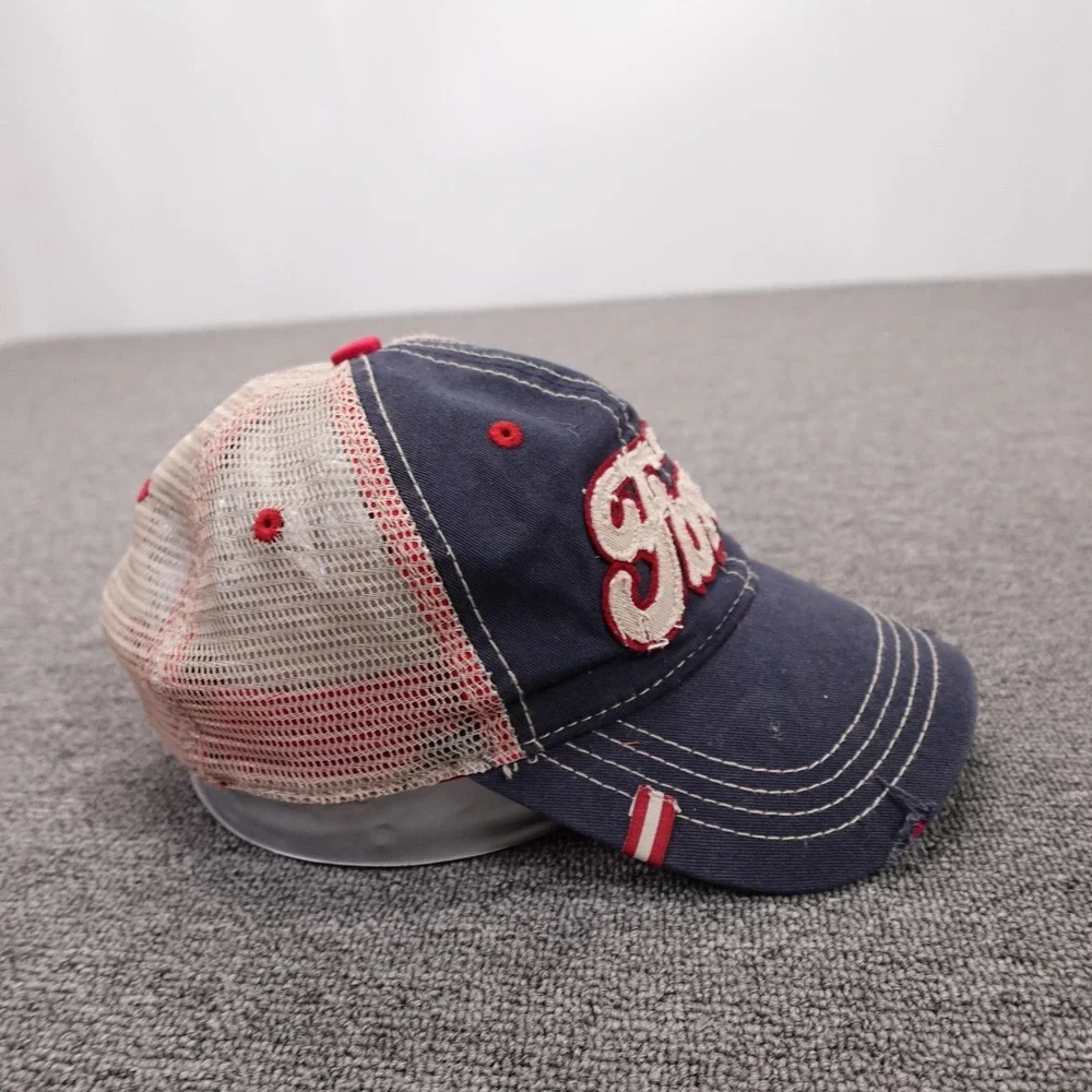 Ford Hat Cap Snap Back Mens One Size Blue Mesh Trucker Distressed Baseball Logo